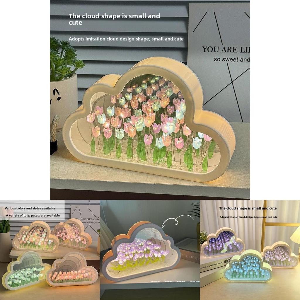 Cloud Tulip 3d Night Lamp With Diy Assembly And Usb Power For Bedroom Decor