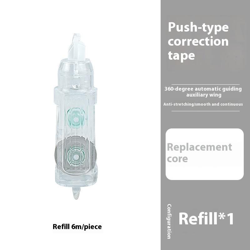 360 Degree Rotating Correction Tape Press Type Refillable White Out Correction Pen Style Replaceable Core Student Corrector