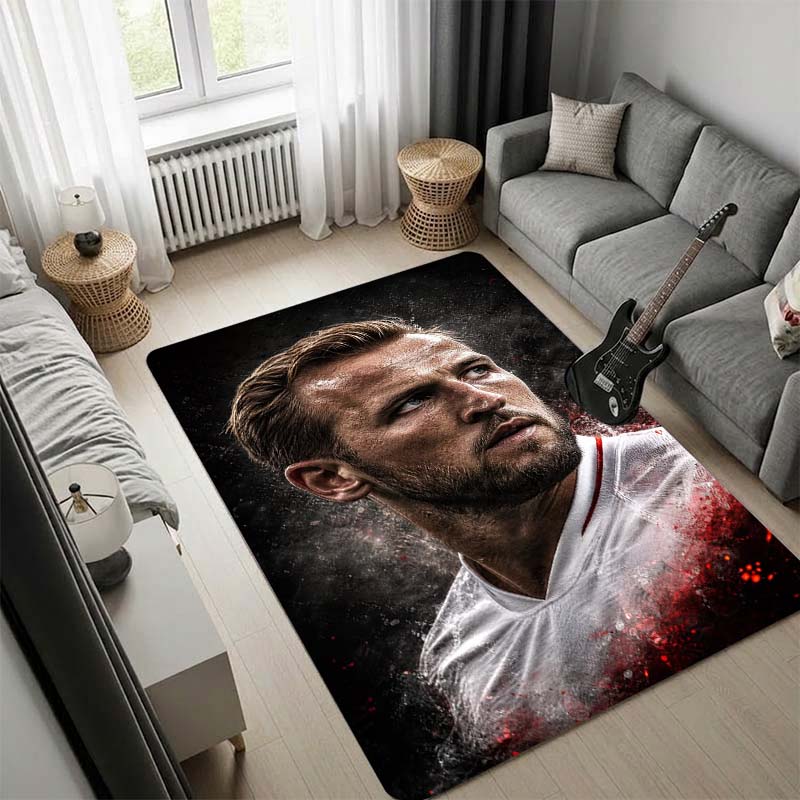 Harry Kane England Football Player Print Area Rug, Non Slip Floor Carpet for Living Room Bedroom, Soccer Fan Home Decor Mat
