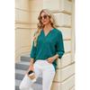 Spring Summer New Women's Solid Color V-Neck Loose Buttoned Half Sleeve T-Shirt Top Leisure Trade Europe America