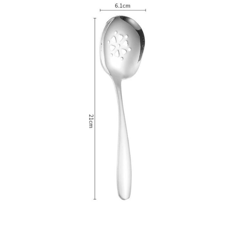 

New Household Public Serving Spoon Stainless Steel Soup Colander Spoon For Ice Cream Dinner Spoons Rice Salad Kitchen Tableware