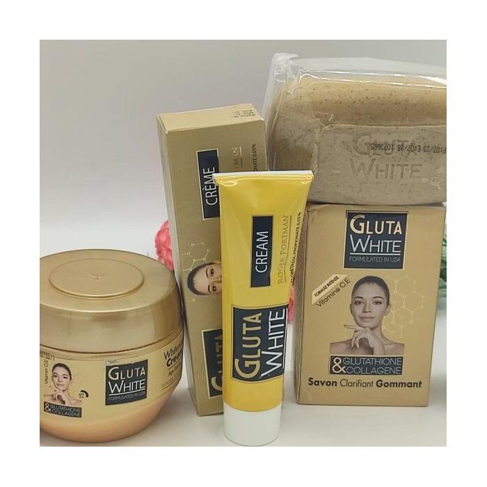 Gamme Naturelle Anti-Âge GLUTA WHITE Aux Glutathione Et Collagène - Kit Complet 5 Produits