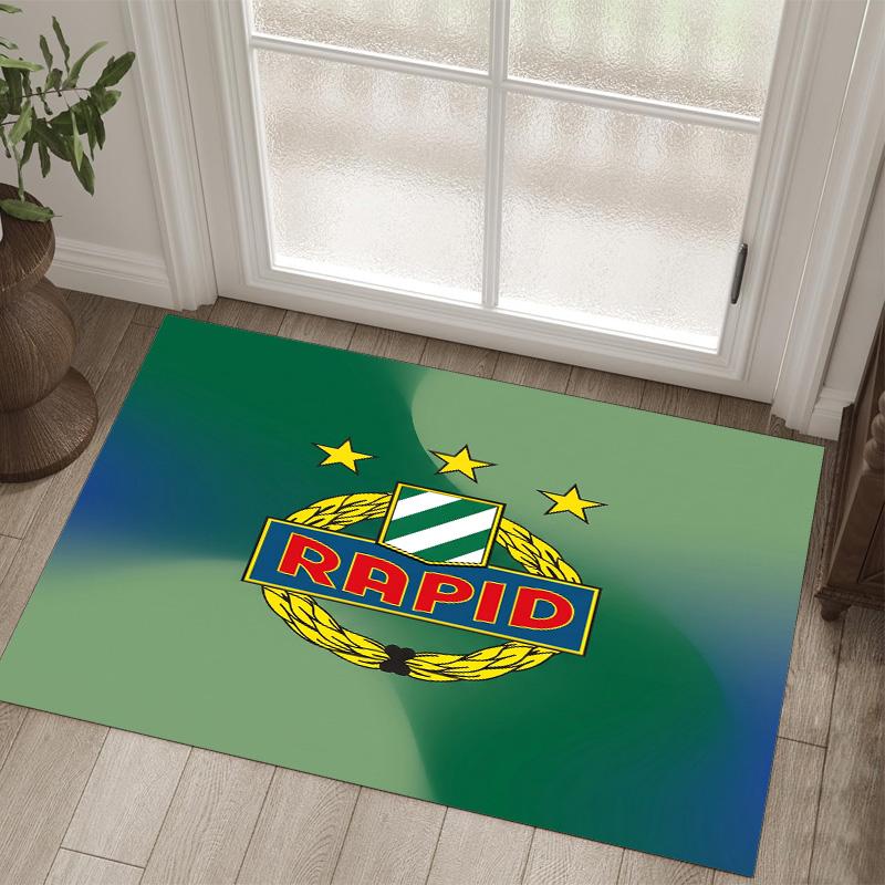 Rapid Wien FC Design Kristall Samt Teppich Gemütlich Non?Rutschfester Teppich mit Aufdruck für Schlafzimmer Wohnzimmer Eingang