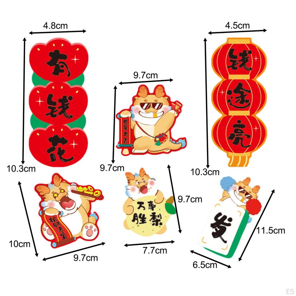 6x Chinese Year Refrigerator Magnets 3D for Home Kitchen Party Supplies