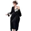 New Velvet Autumn and Winter Golden Velvet Pajamas Women's Sexy Suspender Robe Set Lace Lace with Chest Pad Homewear