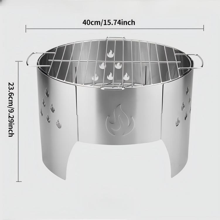 14-inch Assembled Outdoor Portable Grill Stainless Steel Tea Stove Korean Charcoal Stove