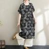 DIMANAF Nieuwe 2026 Dames Grote Maten Zomer Strand Dame Lange Jurk Losse Oversized Maxi Bloemen Vintage Print Zomerjurk Kleding