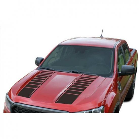 Car Hood Sticker Racing Sports Stripe Vinyl Decal Glossy Black Accessories 2Pcs