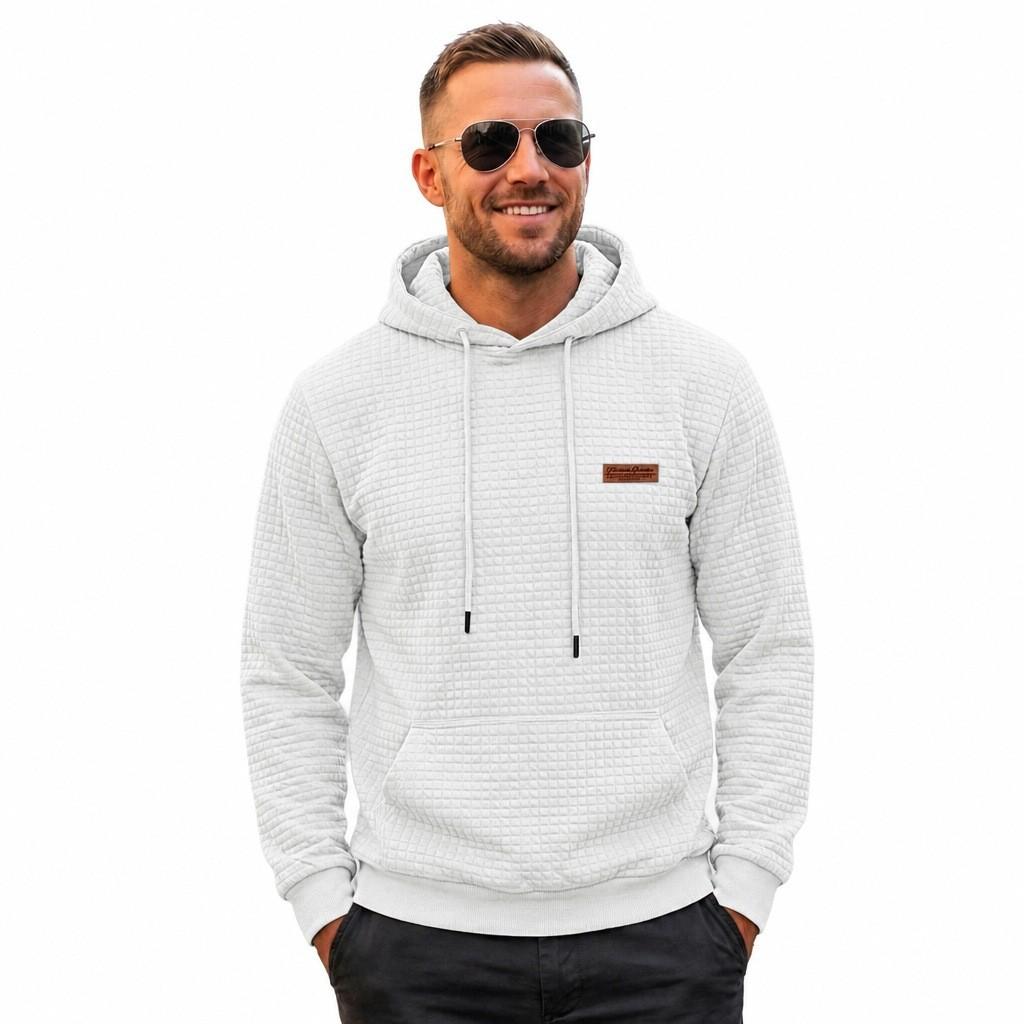 Outdoor Sports Hoodie For Men With Textured Jacquard Fabric Casual Fall Wear