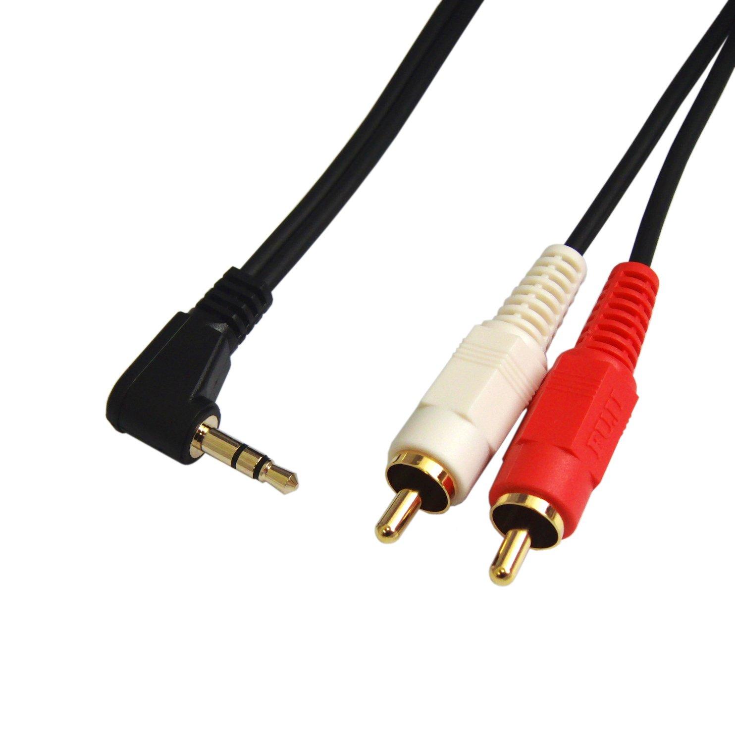 

Аудиокабель L-типа стерео мини-штекер RCA x 2 5 м [Fuji Parts] 3,5 мм - (Красный.Белый) ФВК-323Л-5м