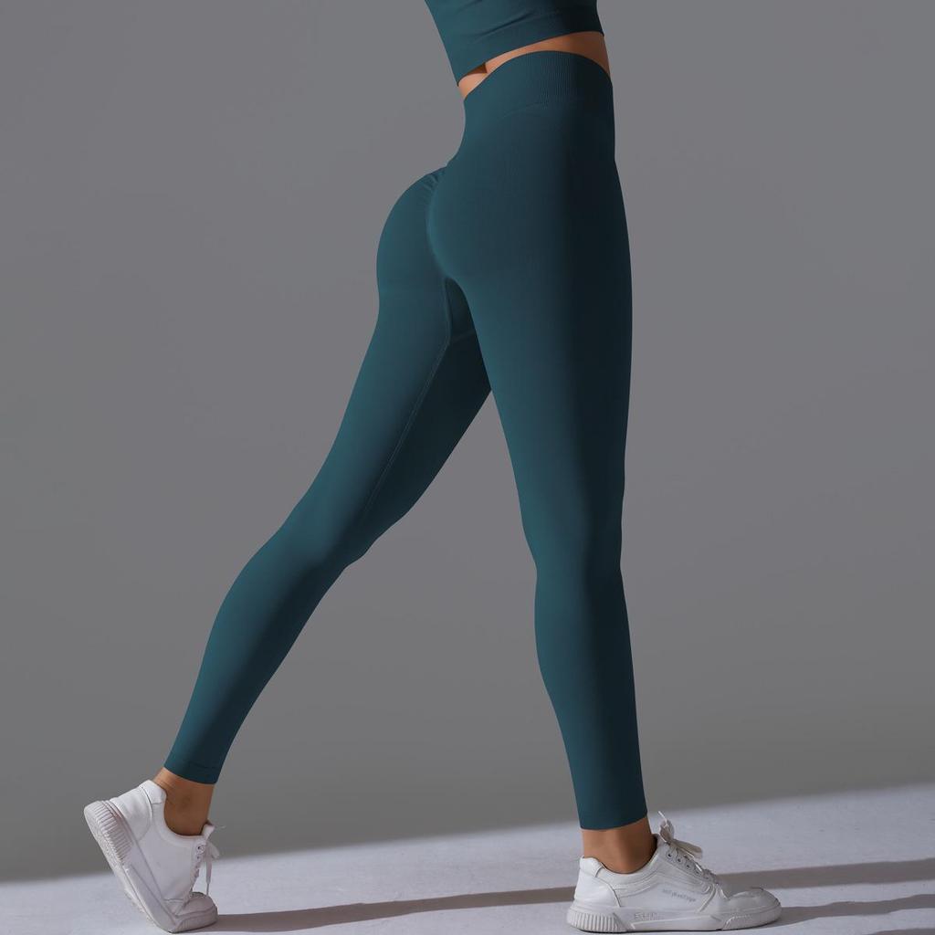 Seamless High-Waisted Yoga Pants with Peach Lift - Quick-Dry and Breathable for Running and Fitness