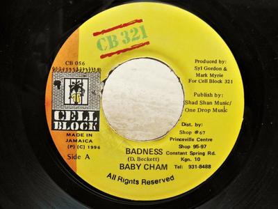 7inch Record BABY CHAM / TASHA TEE - Badness / Tek Tuh Man 056 Cell Block 321 1996 Jamaica Reggae, Ska & Dub Used