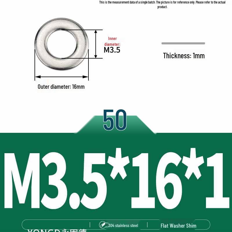 304 Stainless Steel Thickened Flat Washer / Ultra-thin Metal Gasket, Sizes M1.6-M10