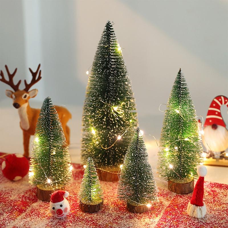 8pcs Artificial Mini Christmas Pine Tree Muliti Size Colorful Trees for Xmas Home Desktop Ornaments Noel Party Table Decoration