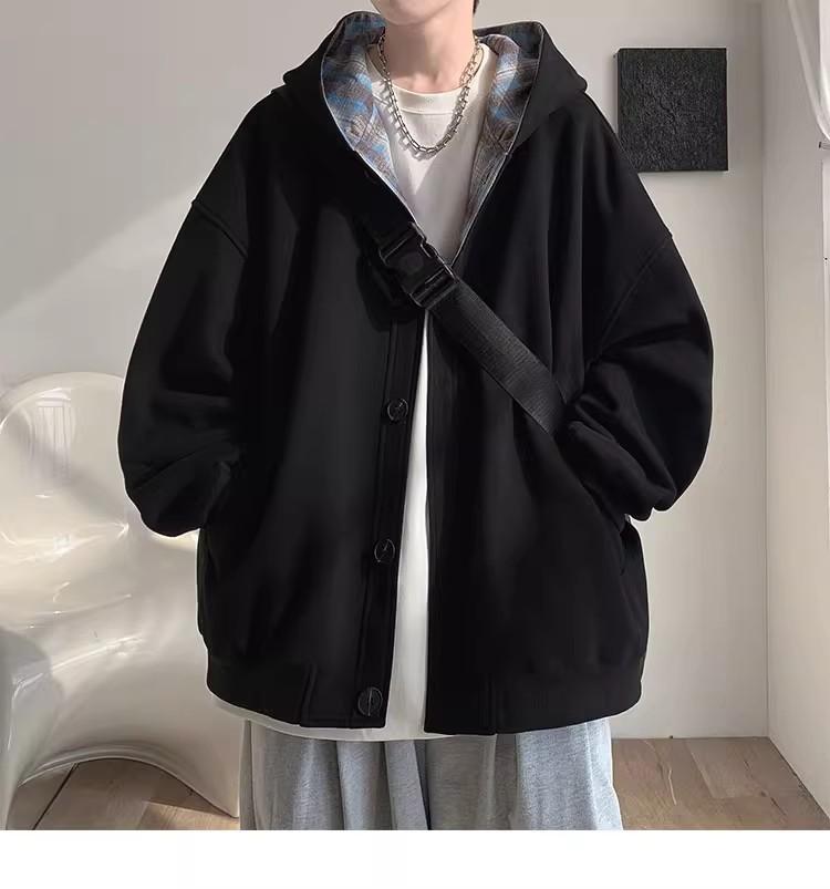 Splicing Hooded Sweater To Wear with Male Trend Loose Youth Men's Clothing Set with Ruffian Handsome
