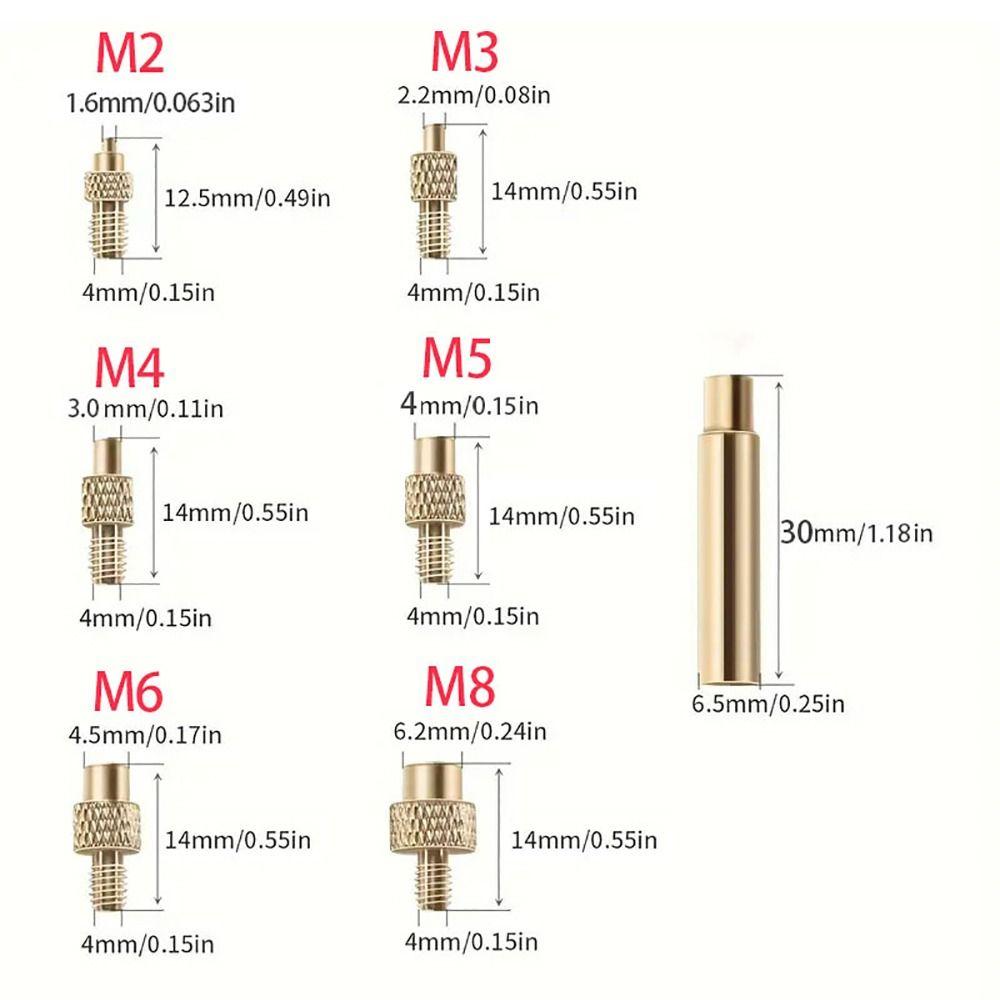 1Set Universal 936 T12 Soldering Iron Tip M2-M8 Brass Heat Insert Nut Tip with Adapter Hot Nut Internal/External Thread Head
