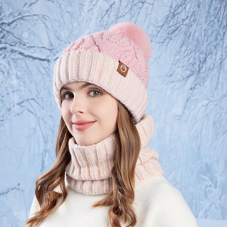 Winter Knit Hat And Scarf Set With Windproof Neck Protection For Women Outdoor Casual Wear