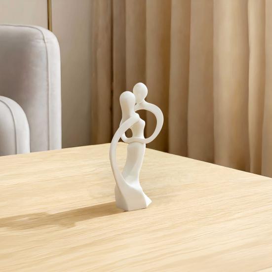 3D Printed Couple Sculpture, Nordic Modern Style, Matte White Home Decor Ornament, Romantic Abstract Statue, for Anniversary Valentine’s Day