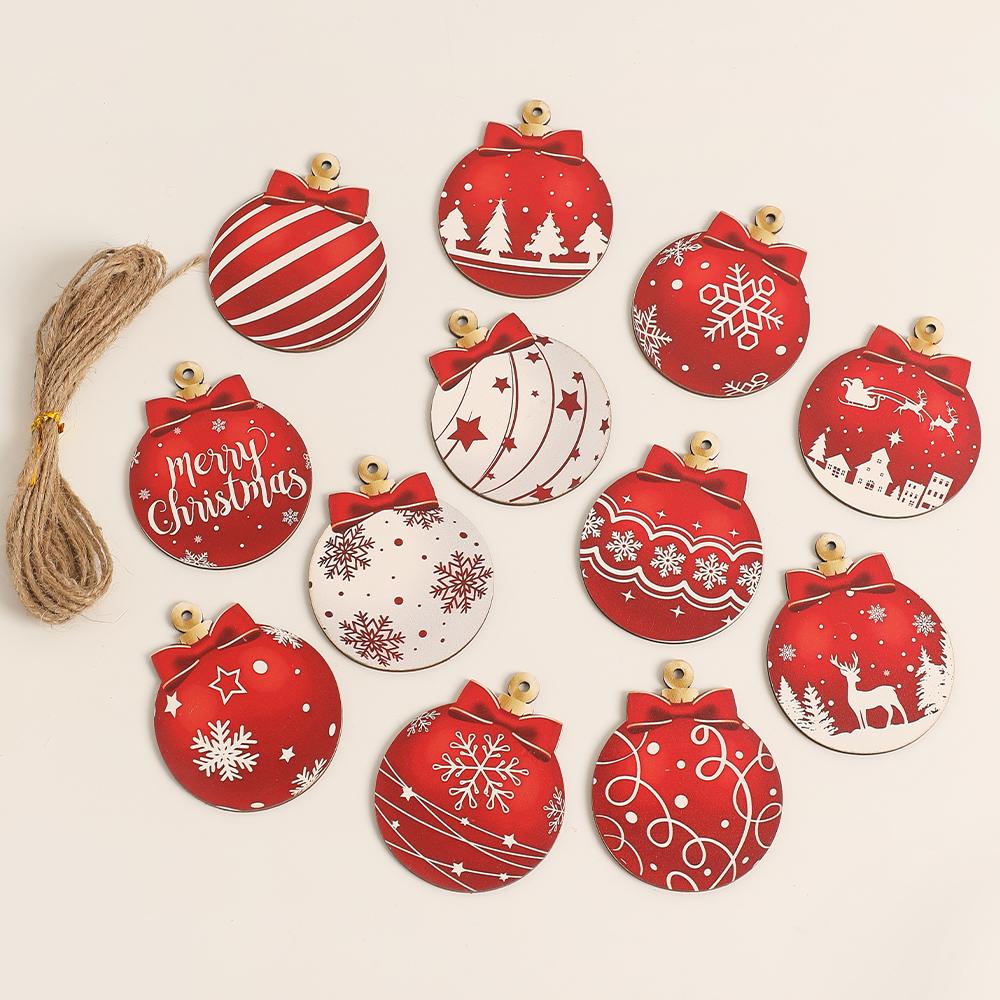 12Pcs Christmas Decoration Wooden White Snowflake Xmas Tree Ornaments for Home Decor Supplies 2026 New Year Navidad Accessories