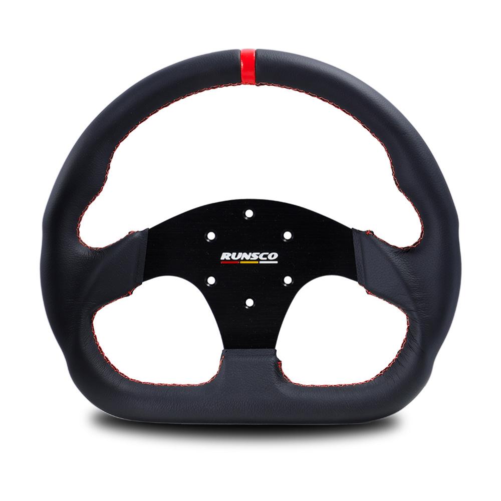 13Inch/330mm Sport Steering Wheel Competitive Karting Drift Racing PC Simulation Game Steering Wheel Leather Universal 70mm-PCD Leather-Red