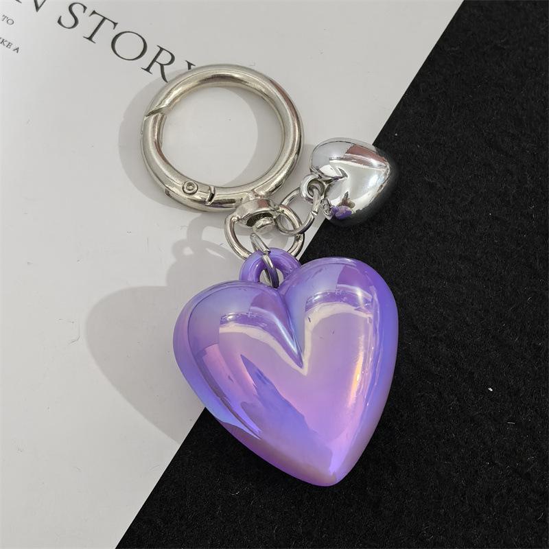 Black Transparent Puffy Heart Charms Keychain Grunge Fashion Bag Backpacks Hanging Ornament Car Key Chain for Women