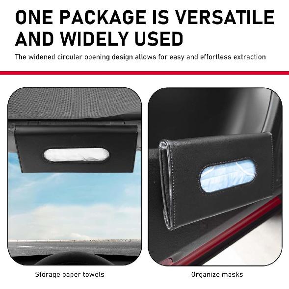 Car Visor Tissue Holder, Upgraded Version Hanging Tissue Holder in Car, Premium PU Leather Paper Napkin Organizer, Universal for Vehicles, Trucks,