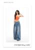 Retro pleated design wide-leg jeans spring and summer new high-waisted and thin loose floor-mopping straight-leg pants for women