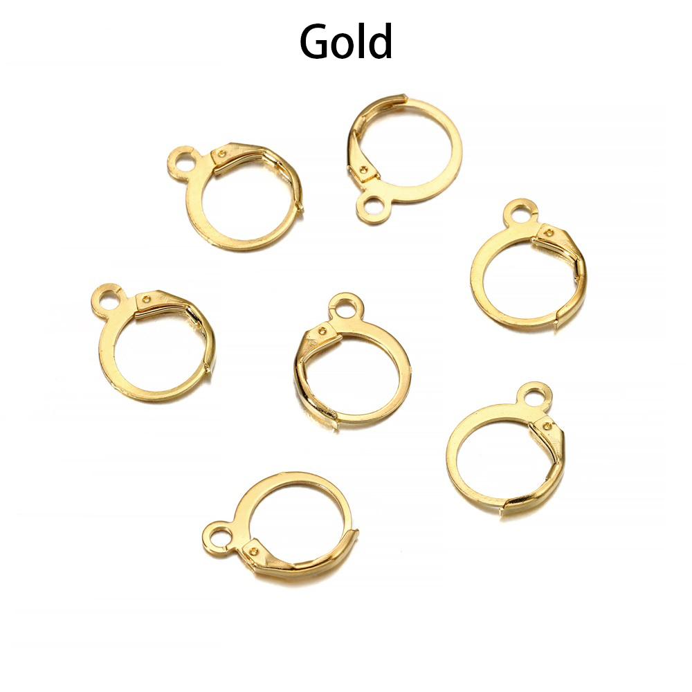 50pcs/lot Gold Silver French Lever Earring Hooks Wire Settings Base Hoops Earrings For DIY Jewelry Making Supplies Wholesale