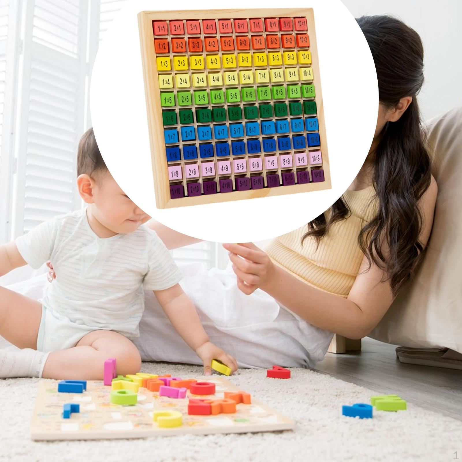 

Wooden Multiplication Table Board Chart Math Game Manipulatives Learning Toy Educational