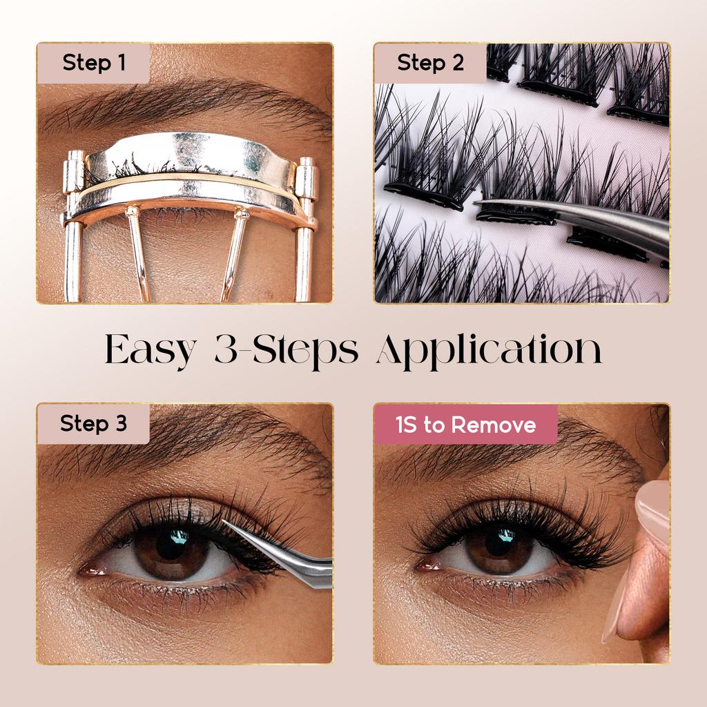 Befer Self-Adhesive Lash Clusters No-Glue Manga Eyelashes 120 Pcs Clusters Lashes Natural Makeup Fluffy False Eyelashes Supplier