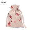 10Pcs Linen Christmas Candy Cotton Bag Hot Gold Santa Claus Christmas Bronzing Gift Bag Printing Drawstring Christmas Gift Bag