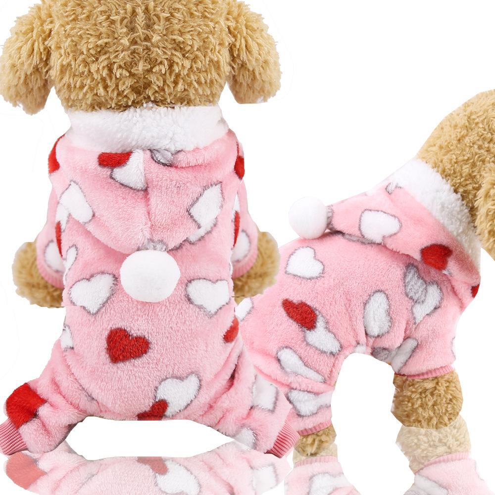 Flannel Dog Cat Clothes Pet Supplies Autumn and Winter Warm Multiple Small Love Small Medium Dog Four Feet