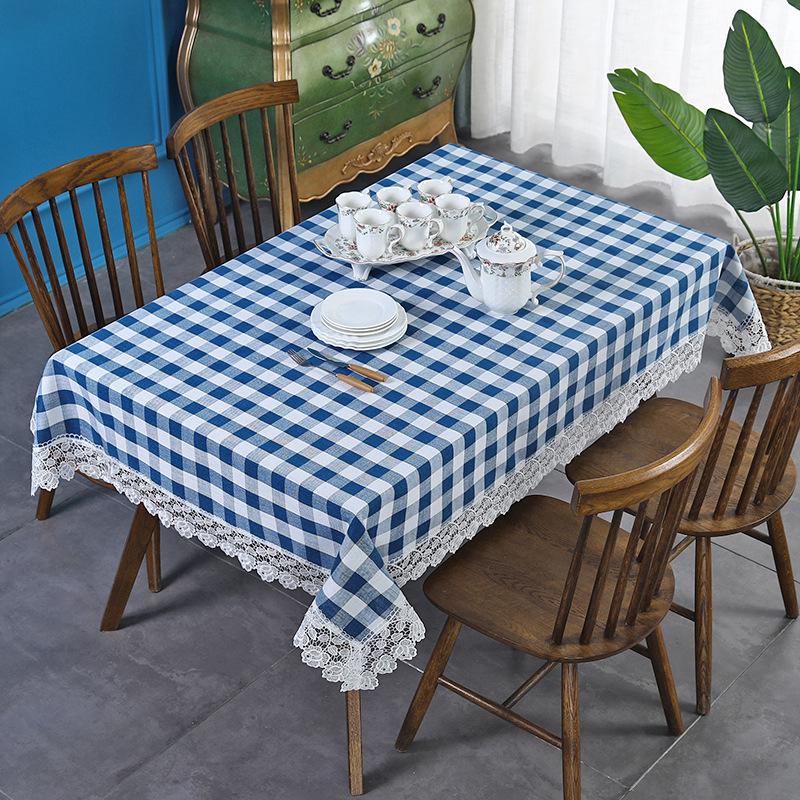 Nordic Plaid Cotton Linen Tablecloth - Coffee Table Dust Cover & Dining Mat, Fresh Internet Celebrity Style. 55x55cm