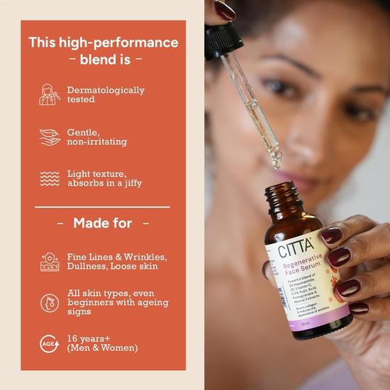 CITTA Regeneratives Gesichtsserum | Faltenlifting & Anti-Aging Nachtserum | Niacinamid & Kojisäure zur Faltenkorrektur | 30ml