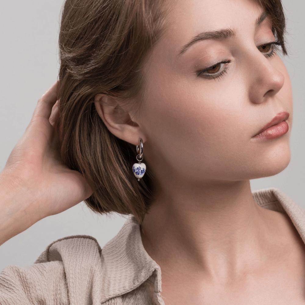 Heart Dangle Earrings Imitation Ceramic Pearls Dangle Earrings Asymmetric Earrings  Women