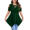 V-Neck Off-Shoulder Strap Short-Sleeve Plain Women's T-Shirt Top