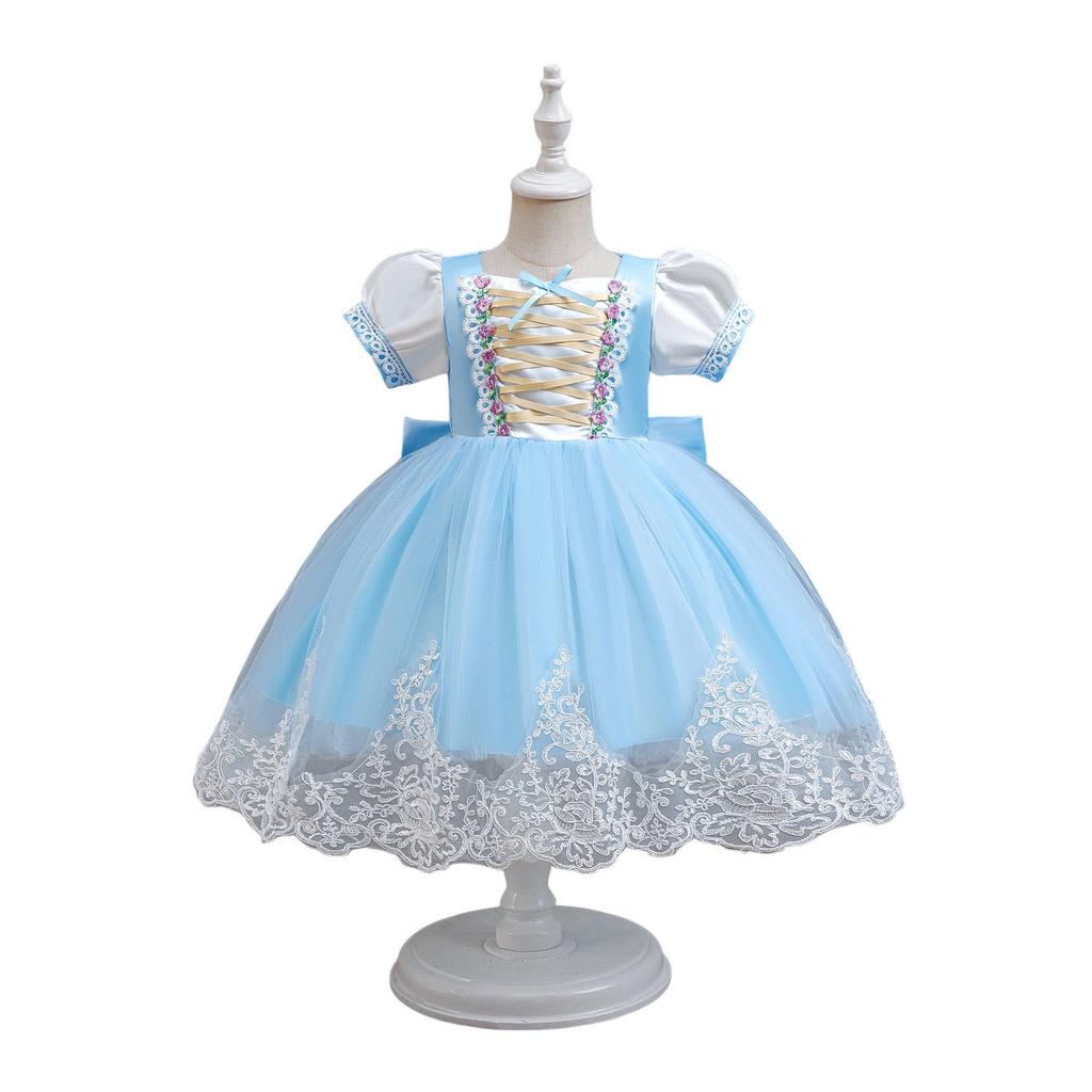 Rapunzel Princess Dress - Girls' Satin Mesh Evening Gown Cosplay Costume