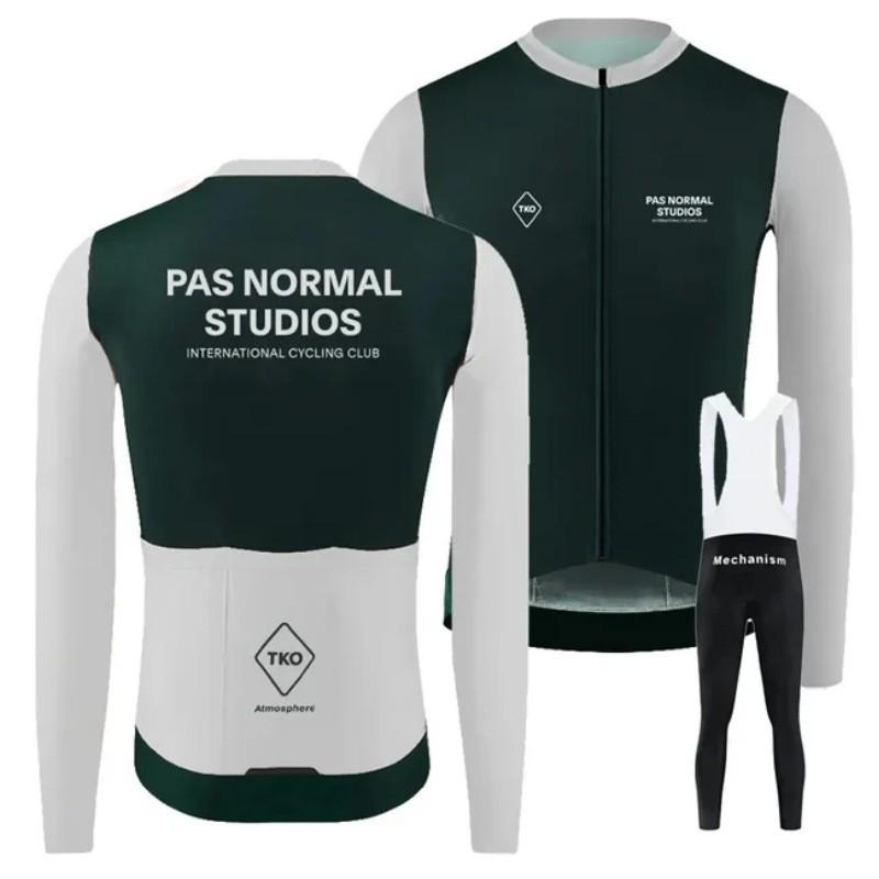 Winter Thermal Cycling Bib Tights With Fleece Lining Long Sleeve Jersey Set Road Bike Riding