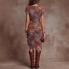 Sonderangebot Bedrucktes V-Ausschnitt Figurbetontes Taillen-Modekleid für Damen