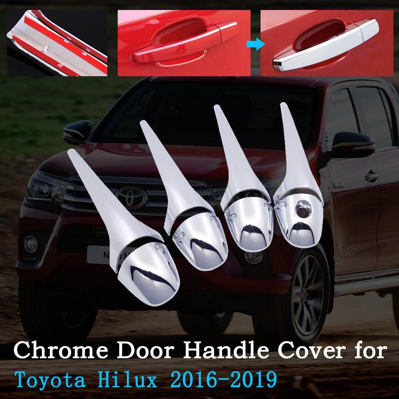 Chrome Car Door Handle Cover for Toyota Hilux TruckMasters OX AN120 AN130 2016~ 2017 2018 Protector Car Accessories Stickers