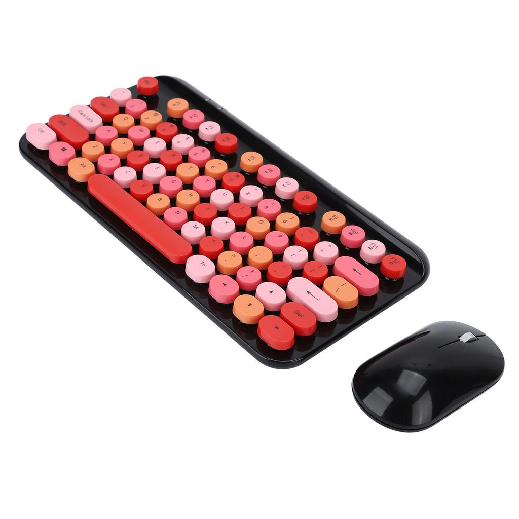 USB Keyboard Mouse 2.4GHz Wireless Ergonomic Retro 75 Keys Full Size Gaming Keyboard Mouse Set for Computer Laptop