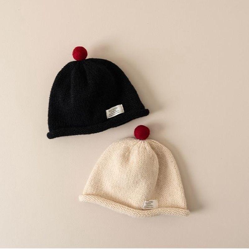 Winter Warm Baby Knitted Hat Cute Pompom Infant Beanie Cap Korean Solid Color Kids Boy Girl Woolen Hats