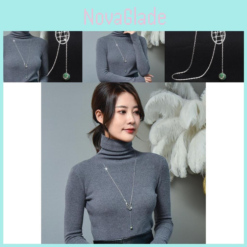 Fashionable Copper Tennis Racket Sweater Chain Necklace With Diamond Inlay For Women