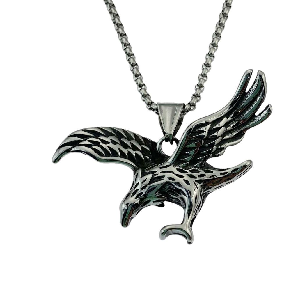 Stainless Steel Red Eagle Wings Spread Men'S Pendant Accessories Titanium Steel Necklace Vintage Eagle Pendant