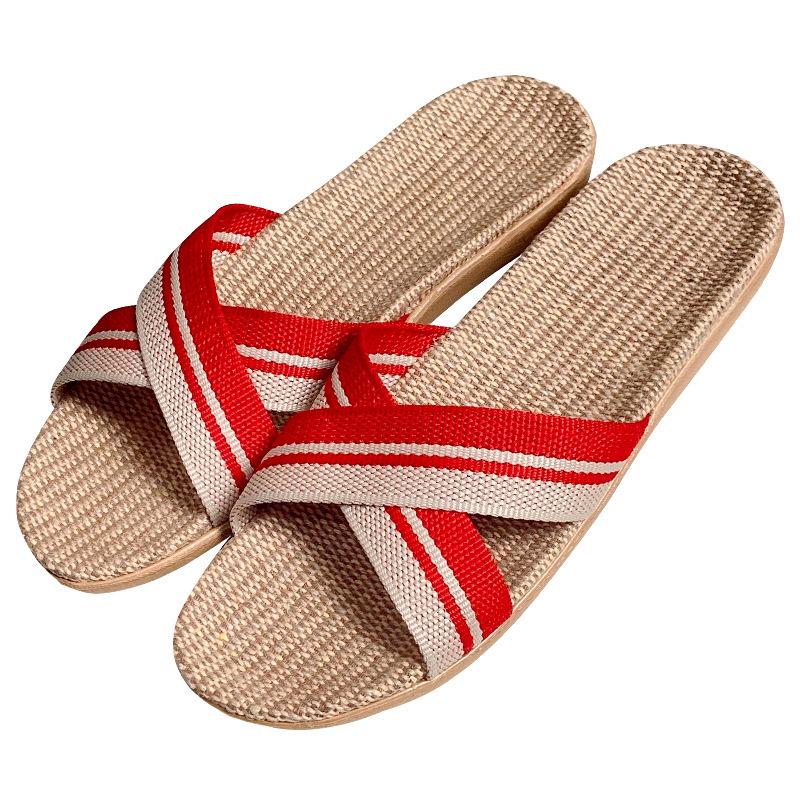 Uerkang new cross home cool slippers home indoor non-slip linen slippers men's and women's non-slip soft slippers