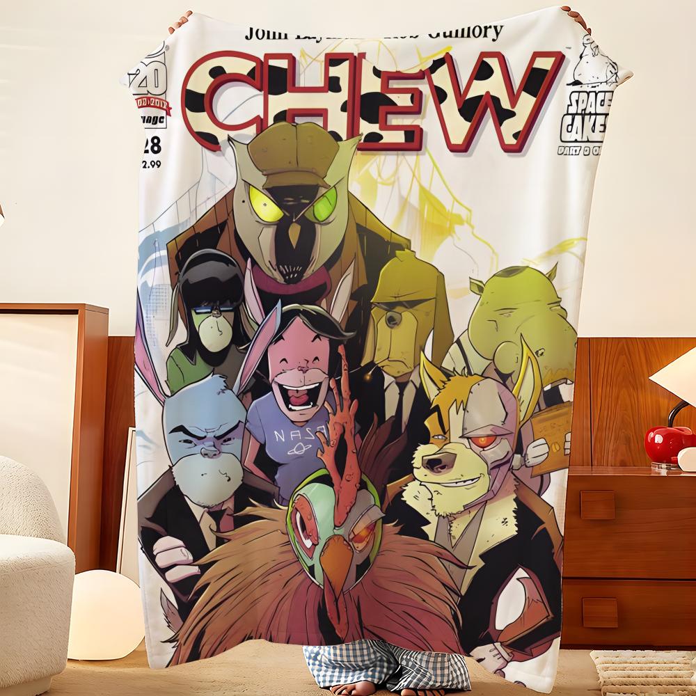 Comic C-Chew Throw Flannel Throw Blanket, Lightweight Cozy, Durable Washable Cute Cool