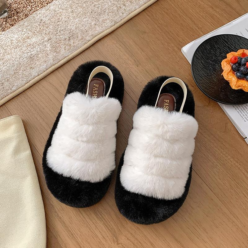 

2025 новые однотонные модные шлепанцы-гусеницы на толстой подошве, эластичная лента снаружи, домашние повседневные универсальные шлепанцы для волос для девочки 40