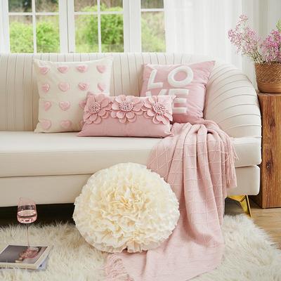 Pink Girly Heart Pillow Cover, Modern Style, Sofa Pillowcase, No Filling