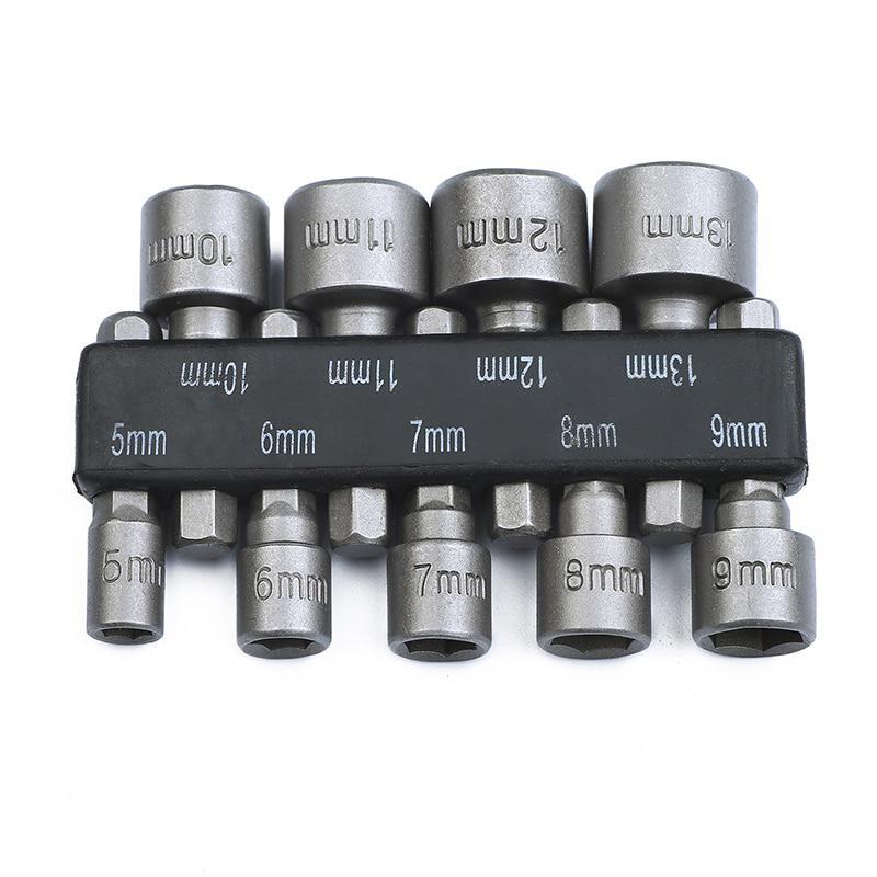 9pcs 5-13mm Bit Screwdriver Inside Locket Head Socket Head No Magnetic Wind Electric Screwdriver Head