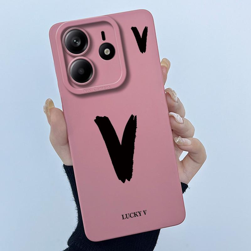For Xiaomi Redmi Note 14 5G Cover Case Lucky Initial Letter Couple Silicone Soft Matte Phone Bumper for Redmi Note14 5G Casing